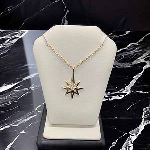 14kt Yellow Gold Star Shaped Diamond Pendant Necklace Diamond Fashion Platinum Jewelers MS