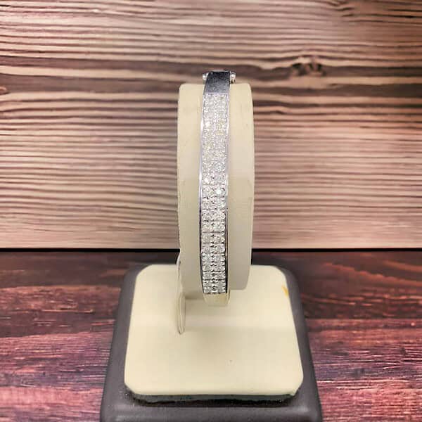 14kt White Gold Double Row Diamond Bangle Bangle Platinum Jewelers MS