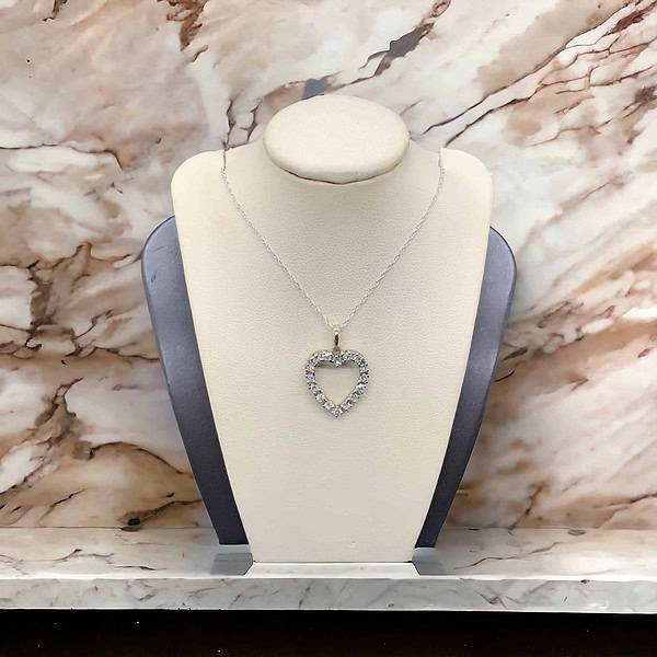 10kt White Gold Diamond Fashion Heart Pendant with 18″ Box Chain Necklace Diamond Fashion Heart Platinum Jewelers MS