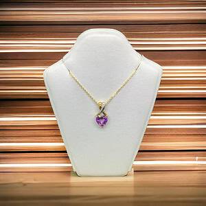 10kt Yellow Gold Amethyst Necklace, Weight: 3.05g Amethyst Platinum Jewelers MS