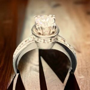 18kt White Gold Bridal Hidden Halo Ring Bridal Platinum Jewelers MS