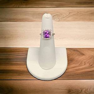 10kt White Gold Cushion Cut Amethyst Ring Amethyst Platinum Jewelers MS