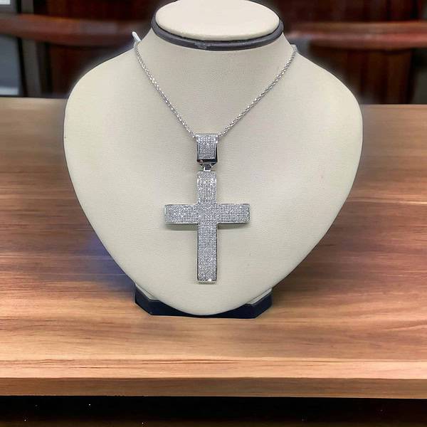 14kt White Gold 2.5 Carat Diamond Cross Consignment Platinum Jewelers MS