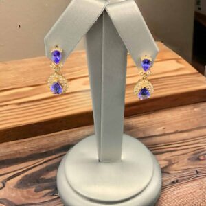 Tanzanite and Diamond Earrings Consignment Platinum Jewelers MS