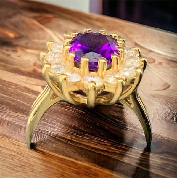 Elegant Amethyst and Diamond Cocktail Ring - Image 2