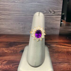 Elegant Amethyst and Diamond Cocktail Ring Amethyst Platinum Jewelers MS