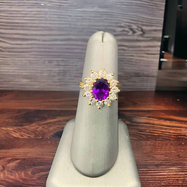 Elegant Amethyst and Diamond Cocktail Ring