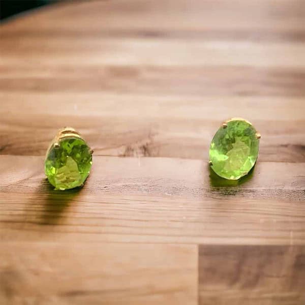 Elegant Peridot Earrings – 14kt Yellow Gold Precious Keepsake Consignment Platinum Jewelers MS