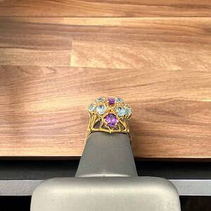 14kt Yellow Gold Amethyst and Blue Topaz – Luxury Gemstone Amethyst Platinum Jewelers MS