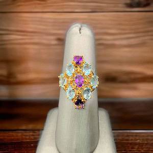 14kt Yellow Gold Amethyst and Blue Topaz – Luxury Gemstone Blue Topaz Platinum Jewelers MS