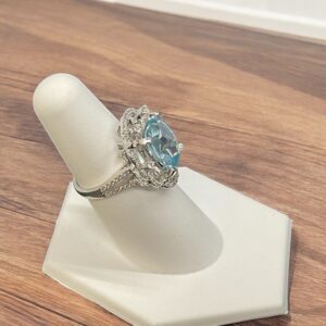 Dazzling Aquamarine Ring in 14kt White Gold Aquamarine Platinum Jewelers MS