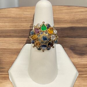 Antique Victorian Multi Gemstone Ring Cocktail Ring Platinum Jewelers MS