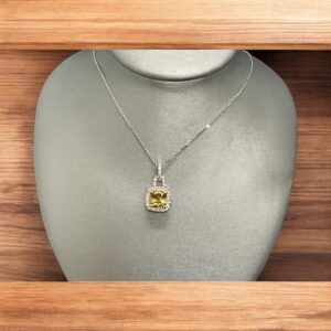 Citrine Halo Diamond Pendant Pendants Platinum Jewelers MS