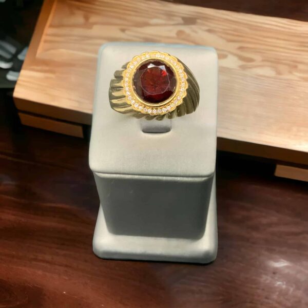 14kt Yellow Gold – Men’s Garnet Ring Consignment Platinum Jewelers MS