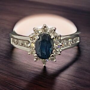 Sapphire Diamond Halo Ring Sapphire Platinum Jewelers MS