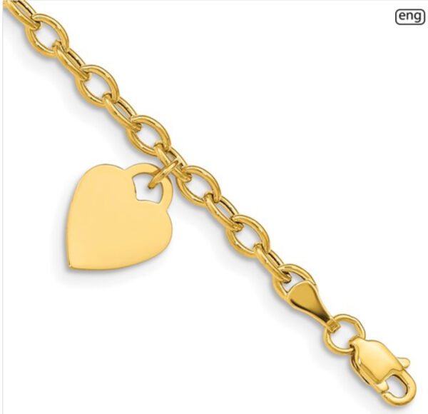 10kt Yellow Gold Heart Anklet - Image 2