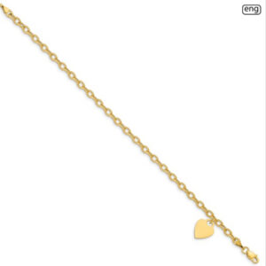 10kt Yellow Gold Heart Anklet Anklet Platinum Jewelers MS