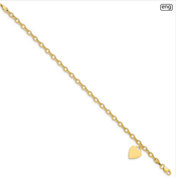 10kt Yellow Gold Heart Anklet