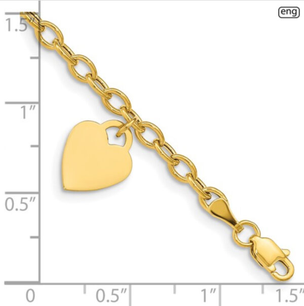 10kt Yellow Gold Heart Anklet - Image 3