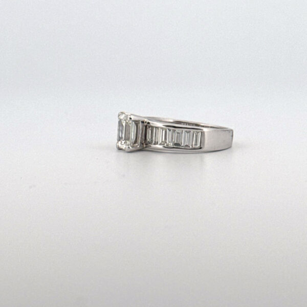 2 Carat Total Weight  Emerald Cut Center with Baguettes Bridal Platinum Jewelers MS