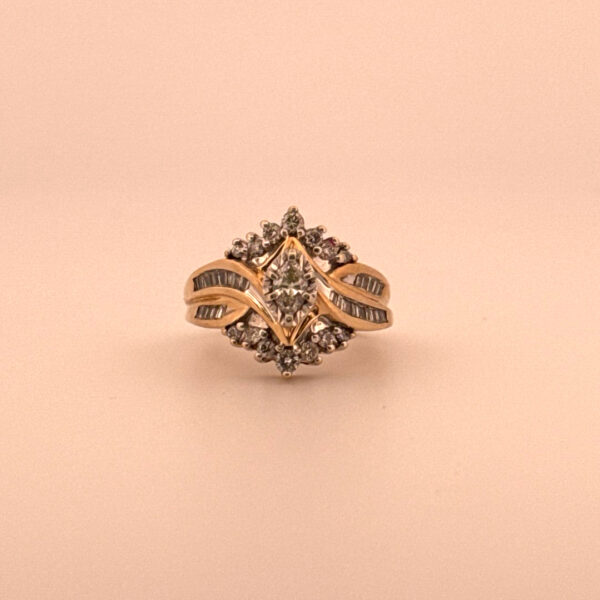 14kt Yellow Gold Marquise Diamond Bridal Ring Bridal Platinum Jewelers MS