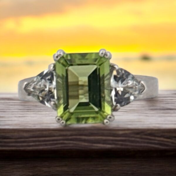 Peridot and White Sapphire Ring