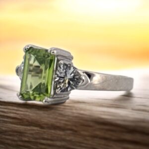 Peridot and White Sapphire Ring Peridot Platinum Jewelers MS