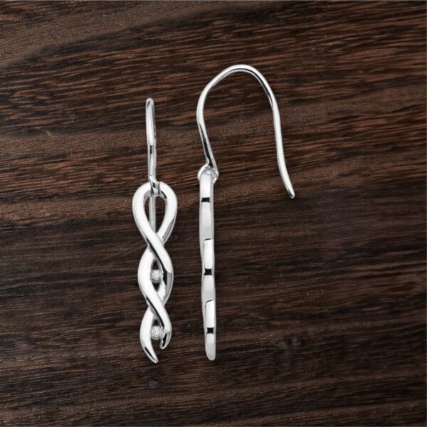 White Ice Twisted Dangle Earrings - Image 2