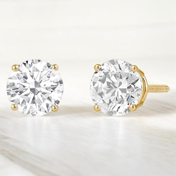 Diamond Stud Earrings in 14kt Gold w/ Screw Backs .53 TW Diamonds Platinum Jewelers MS