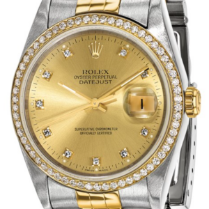 Swiss Crown™ USA Pre-owned Rolex-Independently Certified Steel and 18k 36mm Jubilee Datejust Champagne Diamond Dial and Bezel Watch Rolex - Pre-Owned Platinum Jewelers MS