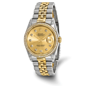 Swiss Crown™ USA Pre-owned Rolex-Independently Certified Steel and 18k 36mm Jubilee Datejust Champagne Diamond Dial and Bezel Watch Rolex - Pre-Owned Platinum Jewelers MS