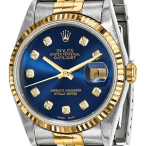 USA Pre-owned Rolex-Independently Certified Steel and 18k 36mm Jubilee Datejust Blue Diamond Dial and Fluted Bezel Watch Rolex - Pre-Owned Platinum Jewelers MS