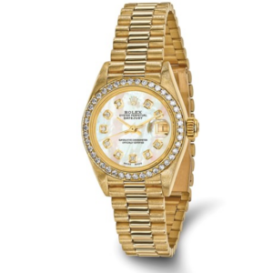 USA Pre-owned Rolex-Independently Certified 18k 26mm Case Presidential Mother of Pearl Diamond Dial and Bezel Watch Rolex - Pre-Owned Platinum Jewelers MS