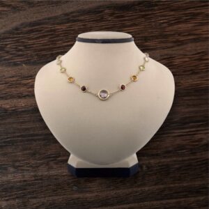 14kt Yellow Gold Bezel Set Necklace with Multiple Semi-Precious Stones Necklace Platinum Jewelers MS