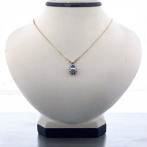 10kt Yellow Gold Halo Tanzanite Necklace Halo Platinum Jewelers MS