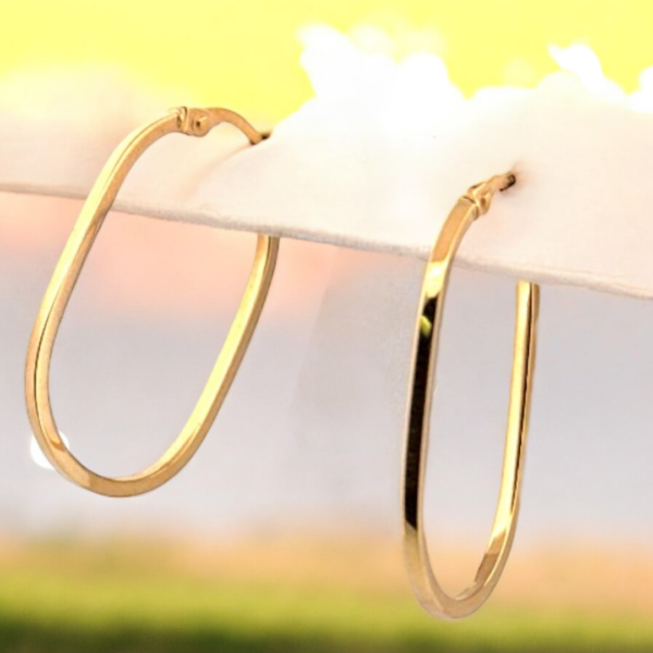 10K Gold Rectangular Tube Hoop Earrings – Elegantly Crafted Gold Jewelry Earrings Platinum Jewelers MS