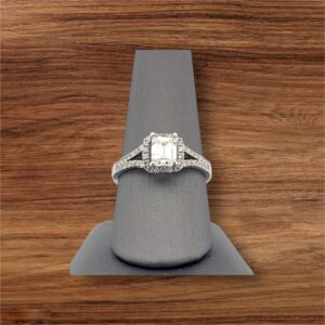 14kt White Gold Bridal Halo Diamond Ring Bridal Platinum Jewelers MS