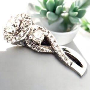 Bridal 14kt White Gold Halo Ring Bridal Platinum Jewelers MS