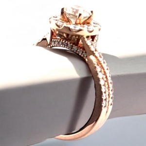 Bridal 14kt Rose Gold Halo Ring Bridal Platinum Jewelers MS