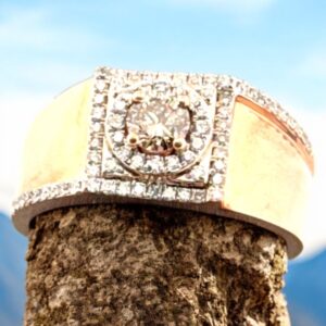 14kt Rose Gold Men’s Ring – Exquisite 1 Carat TW Round Brilliant Diamonds Rings Platinum Jewelers MS