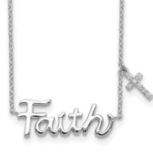 Elegant Sterling Silver Faith/ Cross Necklace Cross Platinum Jewelers MS