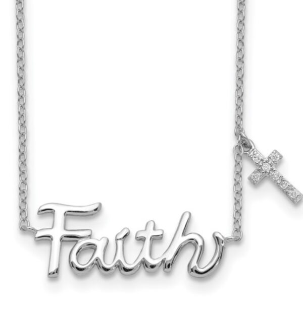 Elegant Sterling Silver Faith/ Cross Necklace - Image 4