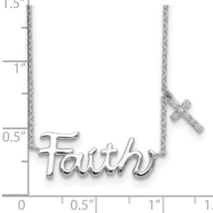 Elegant Sterling Silver Faith/ Cross Necklace Cross Platinum Jewelers MS