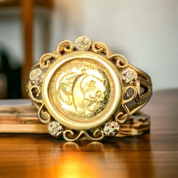 10kt Yellow Gold Panda Coin Ring - Luxurious Investment Keepsake