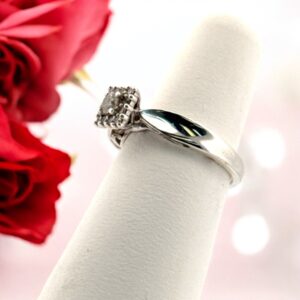 Sterling Silver Halo Promise Ring Diamond Fashion Platinum Jewelers MS