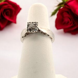 Sterling Silver Halo Promise Ring Sterling Silver Platinum Jewelers MS