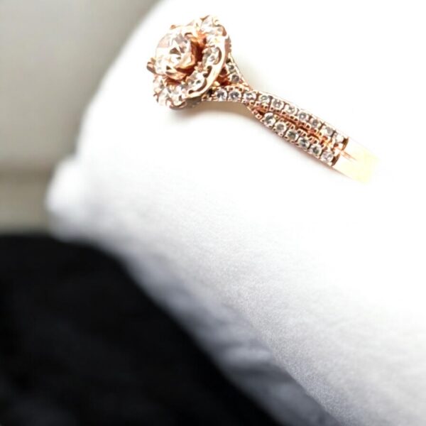 Bridal 14kt Rose Gold Halo Ring - Image 2