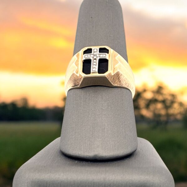 Men's Onyx Cross Ring