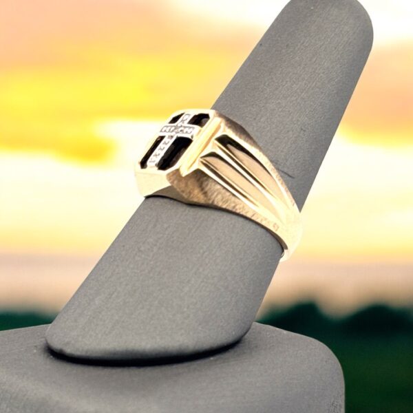 Men's Onyx Cross Ring - Image 2