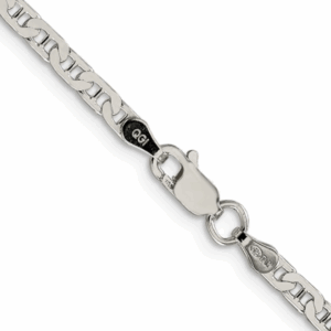 Sterling Silver Necklace with Beveled Flat Anchor Link Chain, 3 MM Wide, 22″ Silver Necklace Platinum Jewelers MS